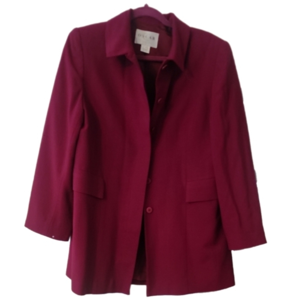 Oscar de la Renta Magenta Structured Tailored Blazer